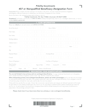 Fidelity 457 Nonqualified Beneficiary Designation Form