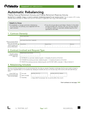 Fidelity Annuity Automatic Rebalancing Form