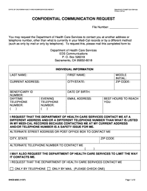California Confidential Communication Request