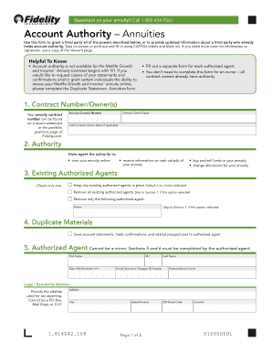 Account Authority Annuity Form