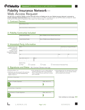 Fidelity Insurance Network Web Access Request Form