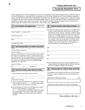 Fidelity SIMPLE-IRA Corporate Resolution Form