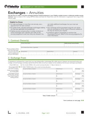 Fidelity Annuity Exchange Form