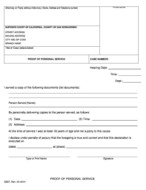 Proof of Personal Service