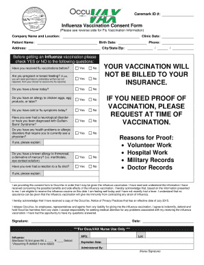 Influenza Vaccination Consent Form