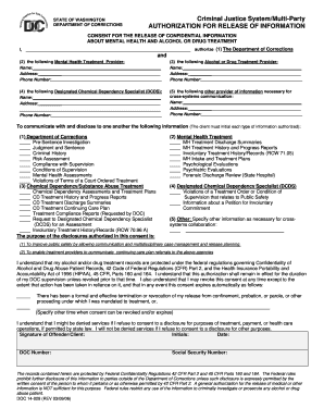 Washington Consent for Release of Confidential Information