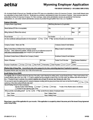 Wyoming Employer Application for Group Coverage
