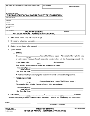 Notice of Appeal - Administrative Hearing