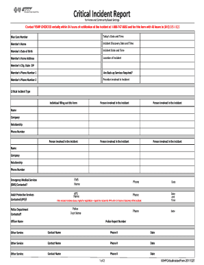 Critical Incident Report Form
