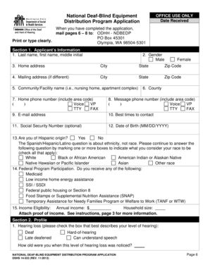 National Deaf-Blind Equipment Distribution Program Application