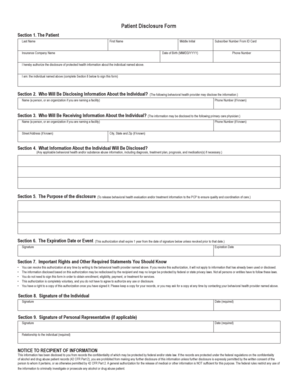 Patient Disclosure Form