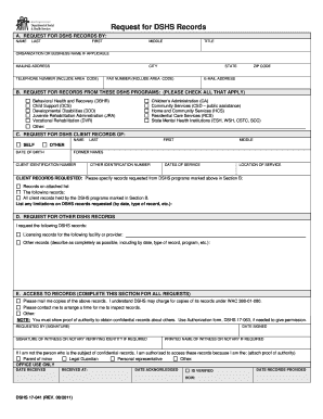 Request for DSHS Records Form