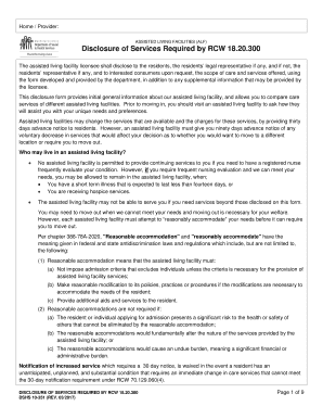 Washington Assisted Living Facility Disclosure Form