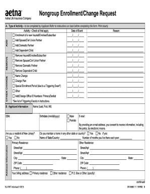 Aetna Health Insurance Enrollment/Change Request