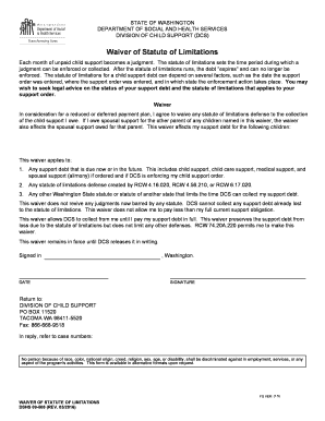 Washington Waiver of Statute of Limitations