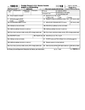 Form 1042-S Foreign Person's U.S. Source Income