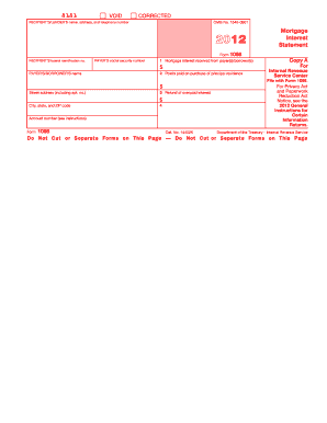 IRS Form 1098 2012 Mortgage Interest Statement