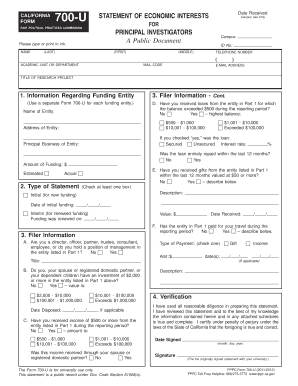 California Form 700-U Statement of Economic Interests