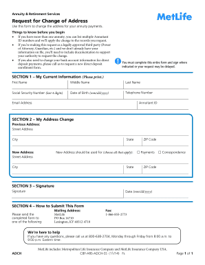 Annuity Address Change Request Form