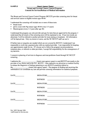 Breast and Cervical Cancer Control Program Consent Form