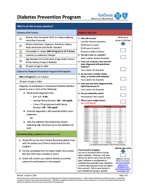 Diabetes Prevention Program Patient Recommendation Form