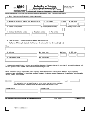 IRS Form 8950 VCP Application
