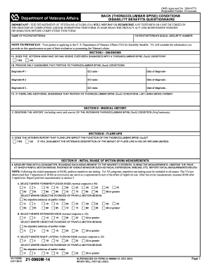 VA Form 21-0960M-14 Disability Benefits Questionnaire