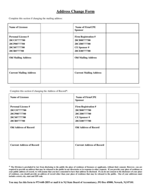 New Jersey Address Change Form