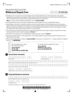 Schwab 529 College Savings Plan Withdrawal Request Form