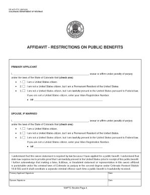 Colorado Public Benefits Affidavit