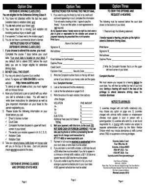 Arizona Traffic Violation Response Form