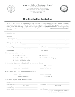 New Jersey Firm Registration Application