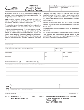 Oregon Industrial Property Return Extension Request