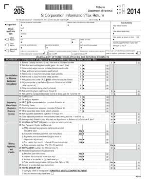 Alabama S Corporation Information Tax Return