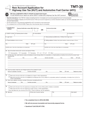 New York State Highway Use Tax Account Application