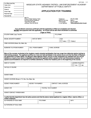 Missouri Law Enforcement Academy Training Application