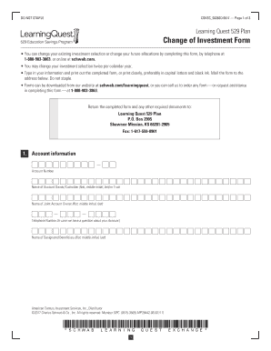 Learning Quest 529 Plan Change of Investment Form