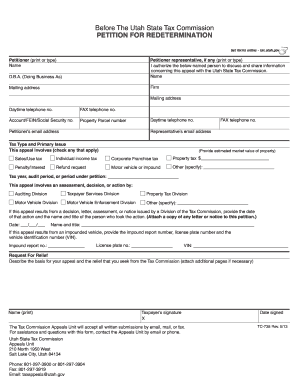 Utah State Tax Commission Petition for Redetermination