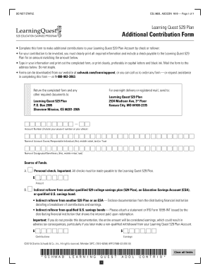 Learning Quest 529 Plan Additional Contribution Form