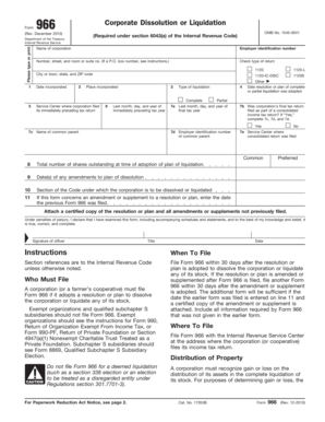 IRS Form 966 Corporate Dissolution