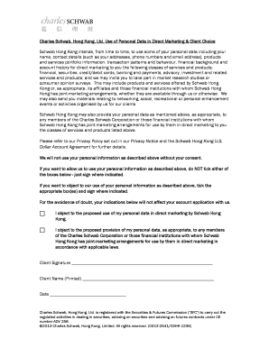 Charles Schwab Hong Kong Direct Marketing Consent Form