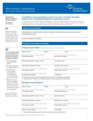 New Account Application for Donor-Advised Fund