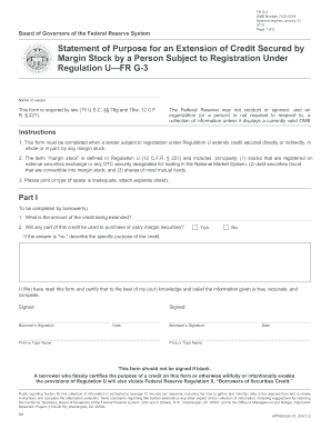 Statement of Purpose for Credit Secured by Margin Stock
