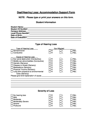 Deaf/Hearing Loss Accommodation Support Form