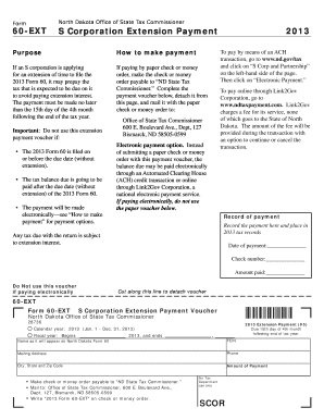 North Dakota S Corporation Extension Payment Voucher