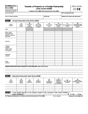 Schedule O Form 8865 Transfer of Property to a Foreign Partnership