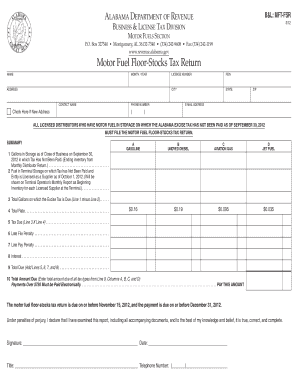 Alabama Motor Fuel Floor-Stocks Tax Return