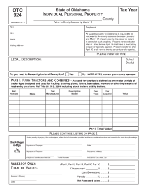 Oklahoma Individual Personal Property Tax Form