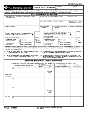 VA Form 26-6807 Financial Statement