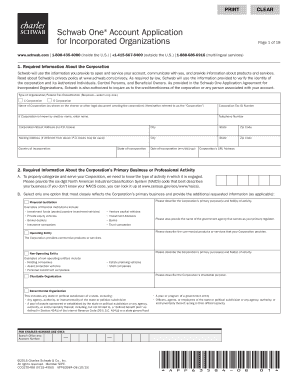 Schwab One Account Application for Incorporated Organizations